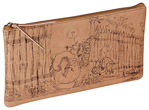 Clairefontaine 813019C - Flaches Schlampermäppchen mit Skizzen aus PU 11x22 cm ''Asterix & Obelix", Kraft Beige, 1 Stück