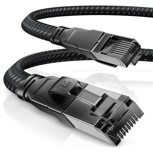 CSL 0,5m 50cm CAT 8.1 Netzwerkkabel Flach 40 Gbits, Baumwollmantel LAN Kabel Patchkabel, CAT 8 Gigabit RJ45 Ethernet Cable, 40000 Mbits Geschwindigkeit, Flachbandkabel, Verlegekabel, Cat 6 Cat 7