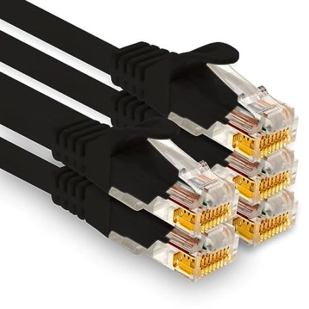 1aTTack.de - 5 X 0,5m Cat7 Netzwerkkabel, Cat.7 Ethernet, Lan & Cat 7 Patchkabel für maximale Internet Geschwindigkeit & verbindet alle Geräte mit RJ 45 Stecker Schwarz