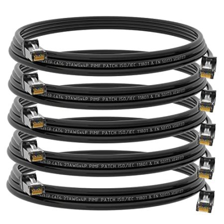 HB-DIGITAL 5x 0,5m Patchkabel RJ45 LAN CAT 6 Ethernetkabel Netzwerkkabel bis zu 1 Gbit/s CAT 6 Kupfer Profi S/FTP DSL für Patchpanel Switch Router Modem - Schwarz