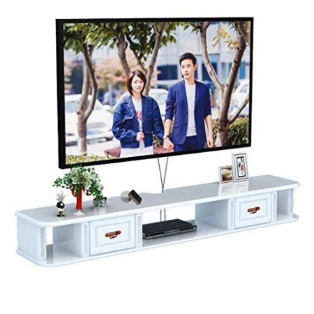 GeRRiT Wandmontierter TV-Schrank, schwimmendes Regal, Wandregal, Set-Top-Box, Router, Projektor, Aufbewahrungsregal, TV-Konsole, multifunktionales Display-Regal, 1,2 m/1,3 m (Farbe: Weiß,