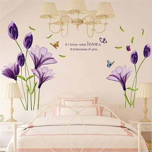 QOXEZY Lilien-Aufkleber, Veranda, TV-Hintergrund, Wandbild, verwandeln Sie Ihren Raum mühelos