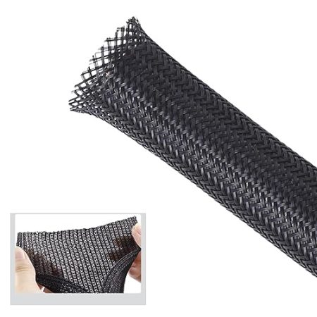 Flexibel Gewebter Kabelschlauch, Kabelschutz zuschneidbar Schwarz, Selbstschließend Kabelmantel, Kabelmanagement Spiralschlauch, Cable Tidy Sleeve für TV PC Heimkino Automobilkabel (6M, 19mm)