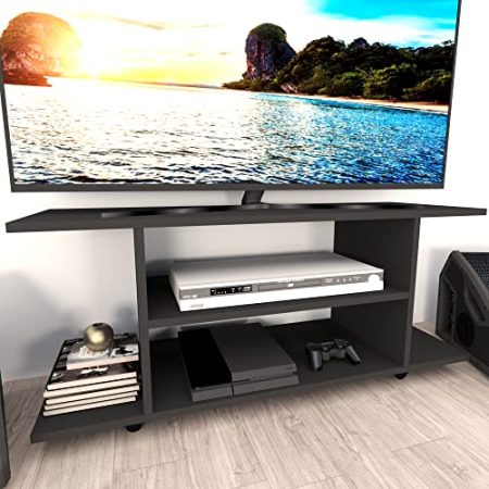 Henor Tisch mit Rollen FSC® Holz 120 x 40 x 52.5 cm. 360º drehbare Räder mit Bremse. Graphit Matt