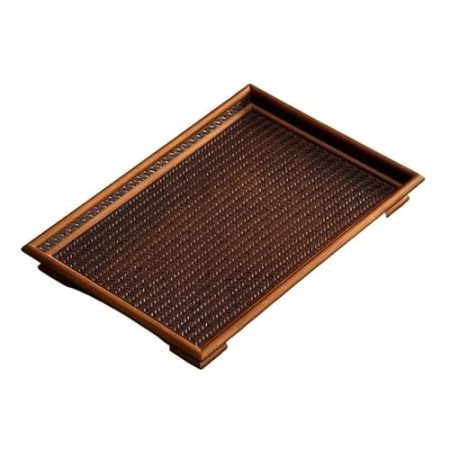 XAoSCd Cafeteria-Tablett, Massivholz, Rattan, Teetablett, Teetablett, Teezeremonie-Zubehör, Untersetzer, Trockene Teekanne, Serviertablett, Teetablett, Serviertabletts,One Color-B