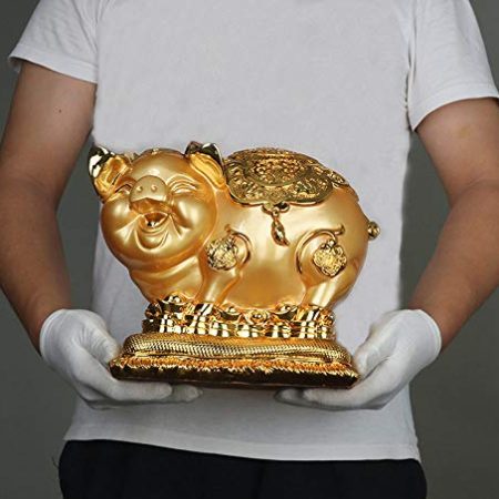 HUANSUN Kreative goldene Sparschwein Wohnaccessoires Zubehör Moderne Harz Handwerk Geschäftsgeschenke Wohnzimmer TV-Schrank Ornamente, eine Beschichtung Golden S.