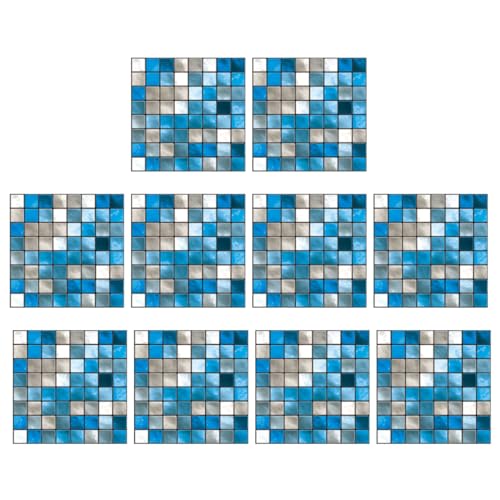 Housoutil 10St Aufkleber für Mosaikfliesen künstlich Dekoration Fliesen kleben Ziegel Bad kühlschrankdeo kühlschranklampe kuchenschrank kühlschal Wandtattoo Fliesen wandtattoo PVC Blue