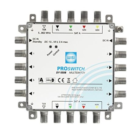 WISI 73621 "DY 0508" PROSWITCH Multischalter 5 in 8 Kaskade/Stand Alone, Passiv weiß/blau