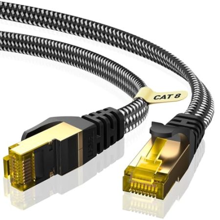 ARISKEEN Cat 8 Lan Kabel 2M, Hochgeschwindigkeit (40Gbps 2000Mhz/s) Gigabit Netzwerkkabel Ethernet Kabel,Rj45 S/FTP Geschirmtes Internet Patch Kabel für Router Modem Laptop