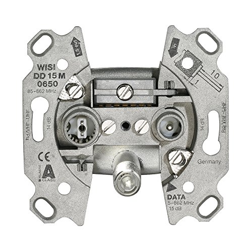 Wisi 14568 DD 15 M 0650 3-Loch Multimedia-Durchgangsdose, 14 dB Metall