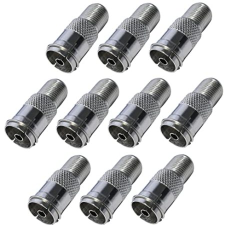AERZETIX - C52689 - Satz von 10 Steckdosen steckverbinder anschlüsse antennenadapter PAL TV SAT buchse weiblich auf stecker F buchse weiblich für koaxialkabel
