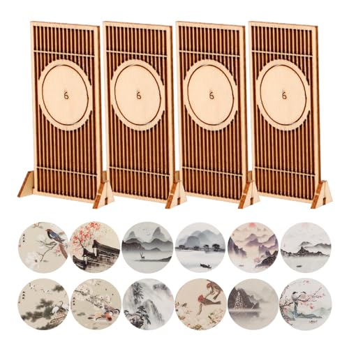 Vaguelly Mini-Chinesische Paravents Chinesische Lackwaren Faltparavents Mit Antiken GemÀlden Traditionelle Panel-Chinesische Kunst Dekorative Panel-Trennwandornamente