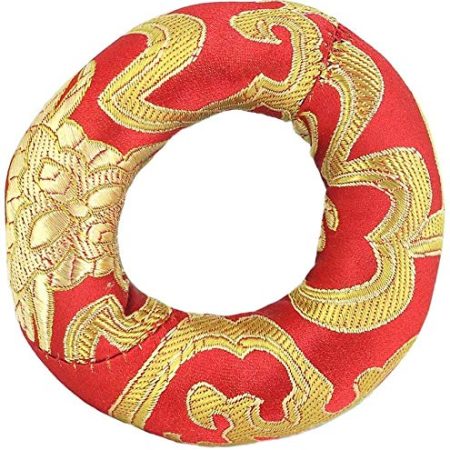 Tibetische Klangschalenkissen, handgefertigt, Seidenbrokat, rund, 8 cm, wie beschrieben, 8 cm