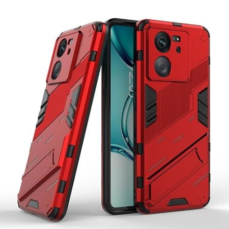 YBROY Hülle für Xiaomi 13T Pro 5G, Soft TPU + Hard PC, Ganzkörper Robuste Stoßfeste Schutzhülle, Standfunktion, Handyhülle Cover Case für Xiaomi 13T Pro 5G.(Rot)