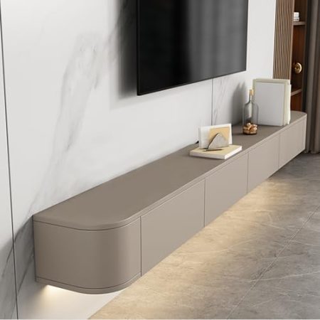 HYANXUE Schwebender TV-Ständer, Wandmontierte TV-Regale Mit Tür, TV-Medienkonsole, Schwebender TV-Schrank, Große TV-Bank Mit Stauraum Unter Dem Fernseher(Khaki,180CM/70.8")