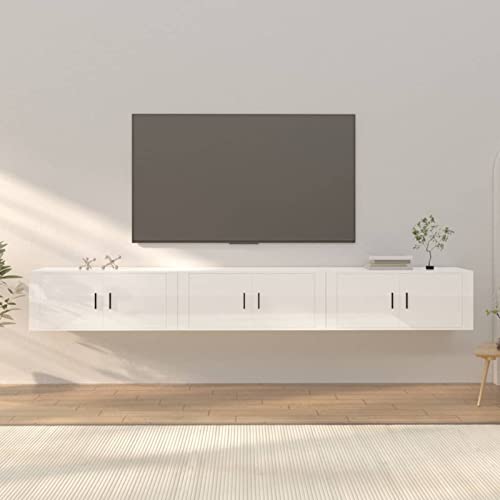 Hochglanz Weiß Wandmontierter TV-Schrank für Wohnzimmer 100 x 34,5 x 40 cm, moderner TV-Schrank mit Sideboards und Tischregal