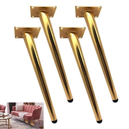 FHKBB Kegelmöbelbeine, Metallsofabein, Eisenschrankfuß, Sich verjüngende Tischbeine, Ersatzfüße, für TV-Schrankstuhl-Barhocker, Hardware-Zubehör, mit Schraube, 4er-Pack, Gold (Tilt30cm/1