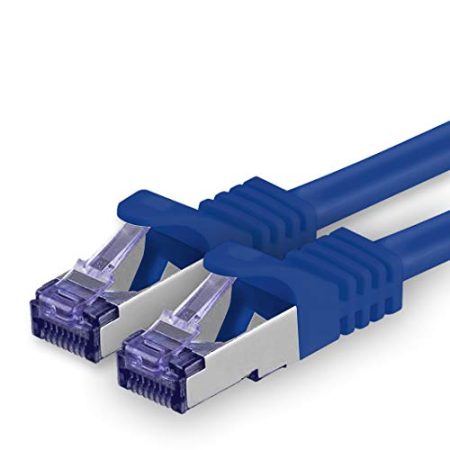 1aTTack.de Cat.7 Netzwerkkabel 5m - Blau - 1 Stück - Cat7 Patchkabel (SFTP/PIMF/LSZH) Rohkabel 10 Gb/s mit Rj 45 Stecker Cat.6a - 1 x 5 Meter Blau