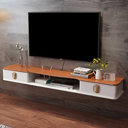 TV Lowboard, Wandmontierter Tv-Schrank Im Flip-Schubladen-Design Mit DrahtlöChern, Geeignet FüR Projektor-Kabelbox-Spielkonsole/D / 150cm
