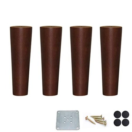 WYRMB Sofa/Stuhl Massivholz Eichen-Möbelbeine, Walnussholz-Farbe, Couchtischbeine, DIY konische Ersatzbeine für Schrank/TV-Schrank/Nachttisch, mit Zubehör, 4 Stück (20 cm)