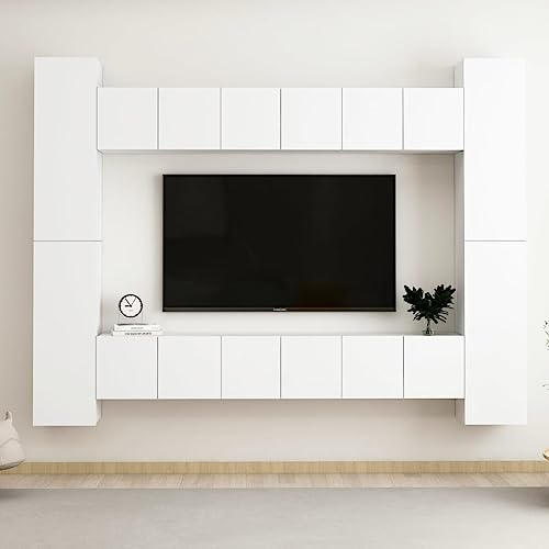 Toshilian 10-TLG. TV-Schrank-Set Weiß Holzwerkstoff
