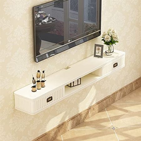 ZYHHDP Schwebende Regale Wandbehang Tv-Schrank Wandschrank Tv-Ständer Satelliten-Tv-Box Kabelbox Tv-Einheit Schwebender Rahmen Wandregal Aufbewahrungsregal/White/100Cm