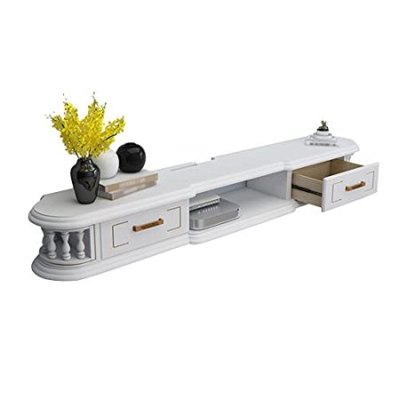 TV Board HäNgend,Holzwandmontierter Tv-Schrank Mit Router-AntennenlöChern Und EinfäDellöChern, Verwendet Im WohnzimmerbüRo/White / 120cm
