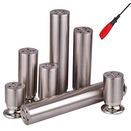 WaiMin Verstellbare Möbelbeine × 4, Edelstahl-Sofa-Stützfüße, Heimwerker-Zubehör, Schrank, TV-Schrank mit Schrauben, B