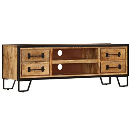 THOYTOUI Sideboard Lowboard TV unterschrank TV möbel Fernseher Schrank Mit Stauraum TV-Regal mit Schubladen 120 x 30 x 40 cm Massivholz Mango Geeignet für Wohnzimmer Schlafzimmer Wohnung Hotel