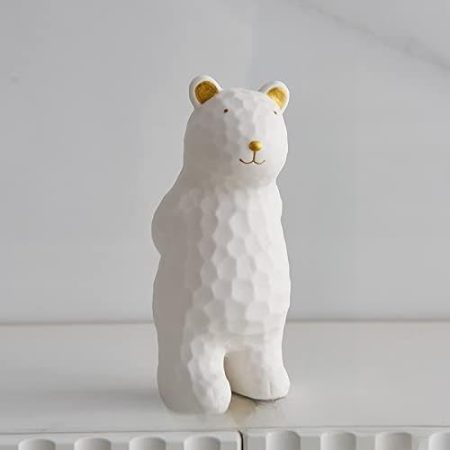 HUHAORAN2021 Mode-Skulptur Wohnkultur Bärenfiguren Miniaturen Wohnkultur Ornament Zubehör Handwerk for Wohnzimmer Dekor Moderne Kunst (Type : White B)