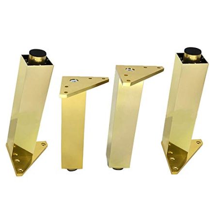 Furniture legs (foot) MetallmöBel Beine X4, Quadratisch Sofa FüßE, Verstellbare SchräNke/BadezimmerschräNke/Tv Anti-Rutsch-StüTzbeine, Bettfuß ZubehöR (Gold)