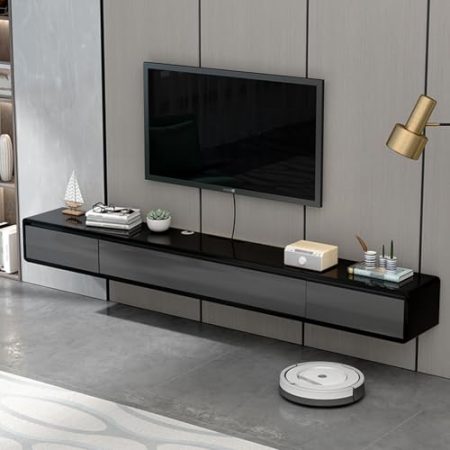 Ahtadums TV Schrank hängend TV Lowboard Hängend mit 2 Falttür TV Board hängend Hängeschrank Wandregal Massivholz komplett montiert (B, 160cm)