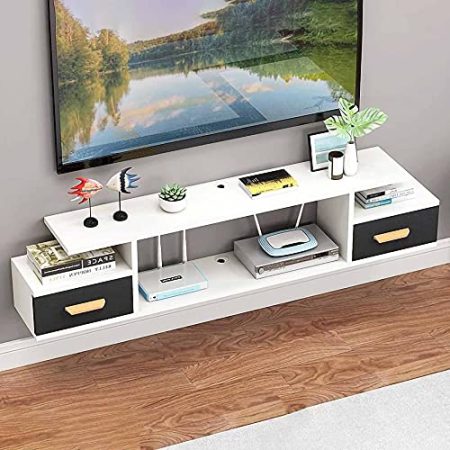 Wandbehang TV-Schrank, Media Entertainment Center Wandmontierter TV-Schrank, HäNgende TV-Konsole FüR Kabelboxen Router DVD-Player/D / 140CM