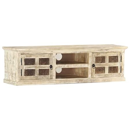 THOYTOUI TV möbel Lowboard Sideboard Fernseher TV Table TV Standregal Hi-Fi Standregal TV-Schrank WeiÃŸ 130 x 30 x 36 cm Massivholz Mango Geeignet für Wohnzimmer Schlafzimmer Wohnung Hotel
