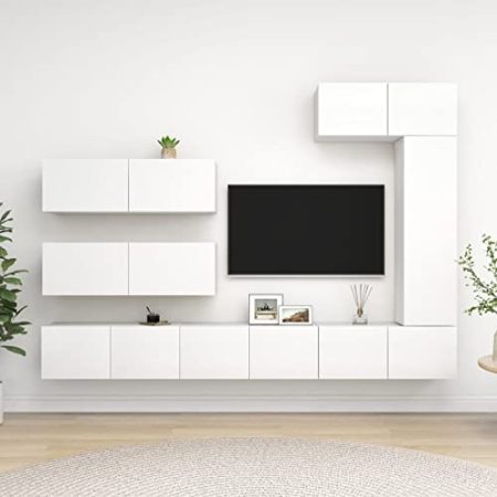 ZEYUAN 7-TLG. TV-Schrank-Set Weiß Holzwerkstoff, Wohnzimmer Möbel, Sideboard Wohnzimmer, Fernsehschrank, Tv Kommode, Tv Lowboard, Tv Möbel, Wohnwand - 3078717