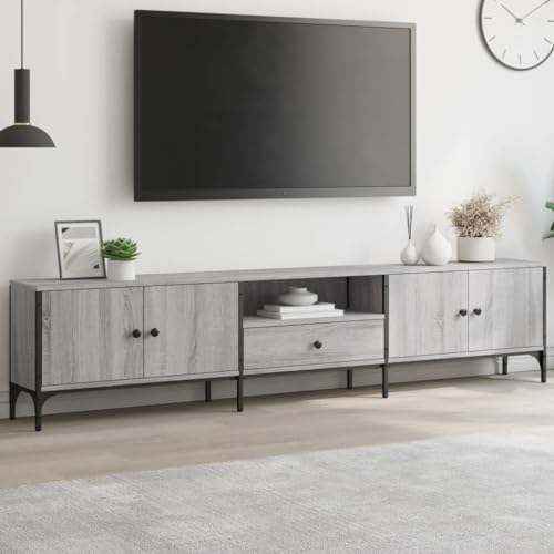 AIJUUKJP TV Schrank mit Schublade Grau Sonoma 200x25x44cm Holzwerkstoff Möbel, 838991-AP-WQ-AZX