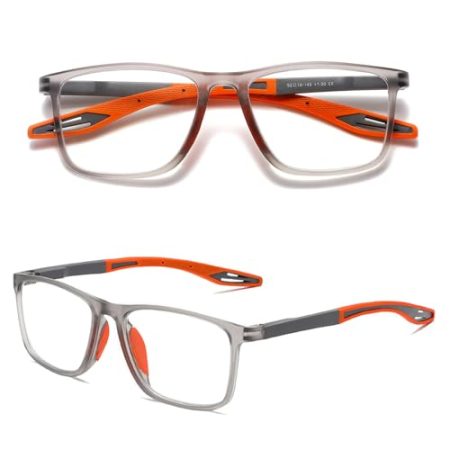 Hubeye TR90 Sport Lesebrille für Damen und Herren Gute Quadratische bequeme flexible Anti-blaue Computerbrille Hochwertig Komfortabel Lesehilfe 1.75