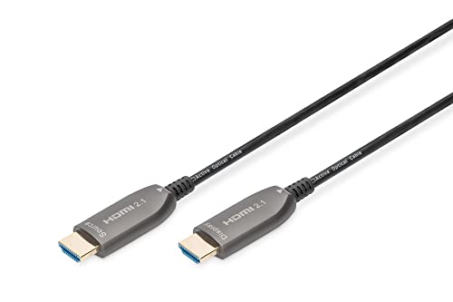 DIGITUS HDMI AOC Hybrid Glasfaserkabel - HDMI 2.1-10m - 8k/60Hz - UHD-II - Ethernet-Kanal - HDR eARC HDCP 2.2 - kompatibel mit TV/Beamer/Monitor - vergoldete Kontakte - Schwarz