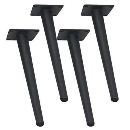FHKBB Konische Metallmöbelbeine, Sofastützfüße, Eisen-Couchtisch TV-Ständer Schrankbettbeine, Ersatzfuß, DIY-Hardware-Zubehör, Tragfähigkeit 1200 kg, mit Schrauben, 4 Stück (schwarz 12 c