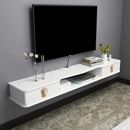 TV Lowboard, Wandmontierter Tv-Schrank Im Flip-Schubladen-Design Mit DrahtlöChern, Geeignet FüR Projektor-Kabelbox-Spielkonsole/C / 130cm