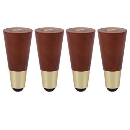 WYRMB Massivholz-Möbelbeine, konische Couchtischbeine, Schrankfüße, Ersatzbeine für TV-Schränke, Kupfer-Sets, Walnussholz, mit Zubehör, 4 Stück (12 cm)