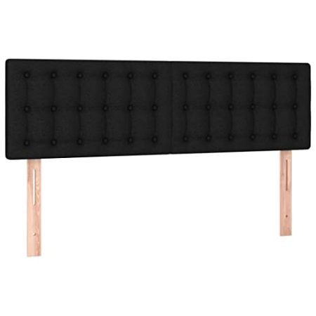 vidaXL LED Kopfteil, Bettkopfteil mit Holzbeinen, Höhenverstellbar Polsterkopfteil für Bett, Betthaupt Bettzubehör Schlafzimmer, Schwarz 144x5x78/88cm Stoff