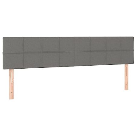 vidaXL Kopfteil 2 STK., Bettkopfteil mit Holzbeinen, Höhenverstellbar Polsterkopfteil für Bett, Betthaupt Bettzubehör Schlafzimmer, Dunkelgrau 100x5x78/88cm Stoff