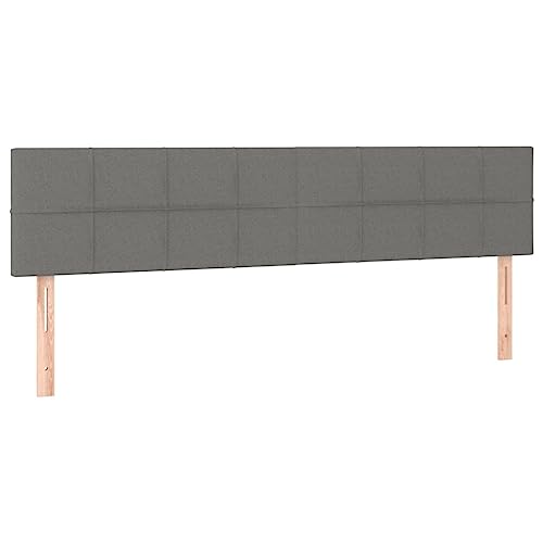 vidaXL Kopfteil 2 STK., Bettkopfteil mit Holzbeinen, Höhenverstellbar Polsterkopfteil für Bett, Betthaupt Bettzubehör Schlafzimmer, Dunkelgrau 100x5x78/88cm Stoff