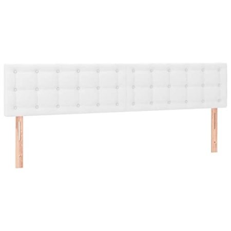 vidaXL LED Kopfteil, Bettkopfteil mit Holzbeinen, Höhenverstellbar Polsterkopfteil für Bett, Betthaupt Bettzubehör Schlafzimmer, Weiß 200x5x78/88cm Kunstleder