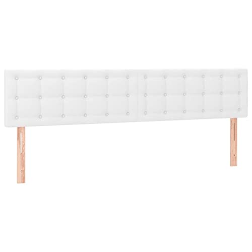 vidaXL LED Kopfteil, Bettkopfteil mit Holzbeinen, Höhenverstellbar Polsterkopfteil für Bett, Betthaupt Bettzubehör Schlafzimmer, Weiß 200x5x78/88cm Kunstleder