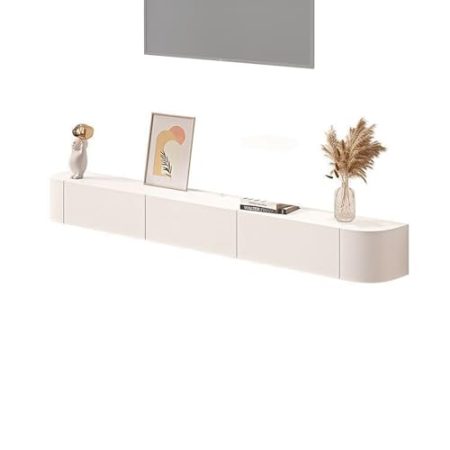XRRJFYH TV Schrank Holz Lowboard Hängend Fernsehschrank TV Bank Fernsehtisch TV Cabinet Wohnzimmer TV Tisch TV Board (Color : Wit, Size : 140cm/55in)