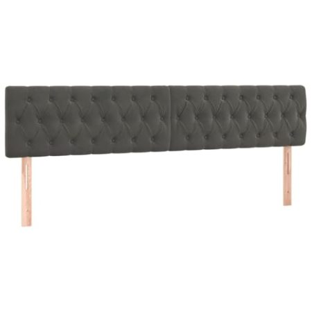 vidaXL LED Kopfteil, Bettkopfteil mit Holzbeinen, Höhenverstellbar Polsterkopfteil für Bett, Betthaupt Bettzubehör Schlafzimmer, Dunkelgrau 200x7x78/88cm Samt