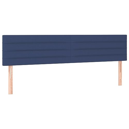 vidaXL LED Kopfteil, Bettkopfteil mit Holzbeinen, Höhenverstellbar Polsterkopfteil für Bett, Betthaupt Bettzubehör Schlafzimmer, Blau 160x5x78/88cm Stoff