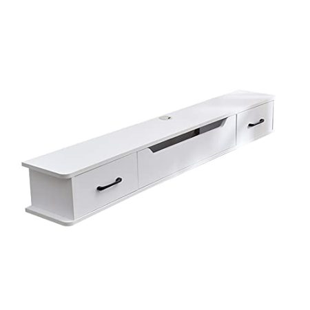 TV Board HäNgend HäNgeschrank,Drahtloch-Design-Holz-Wand-Tv-SchräNke Mit Schubladen,Wohnzimmer-Router-Set-Top-Box-Display-StäNder/white / 150cm
